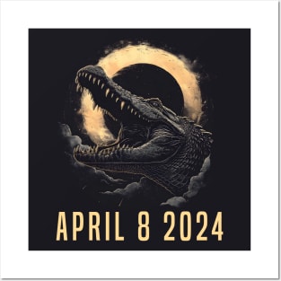 Total Solar Eclipse Crocodile & Sun Totality April 8 2024 Posters and Art